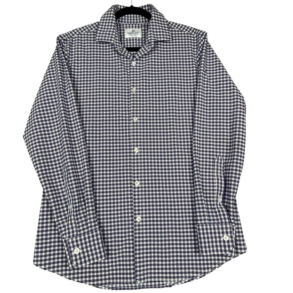Mizzen+Main Trim Fit Long Sleeve Plaid Business Preppy Casual Date Night Shirt L